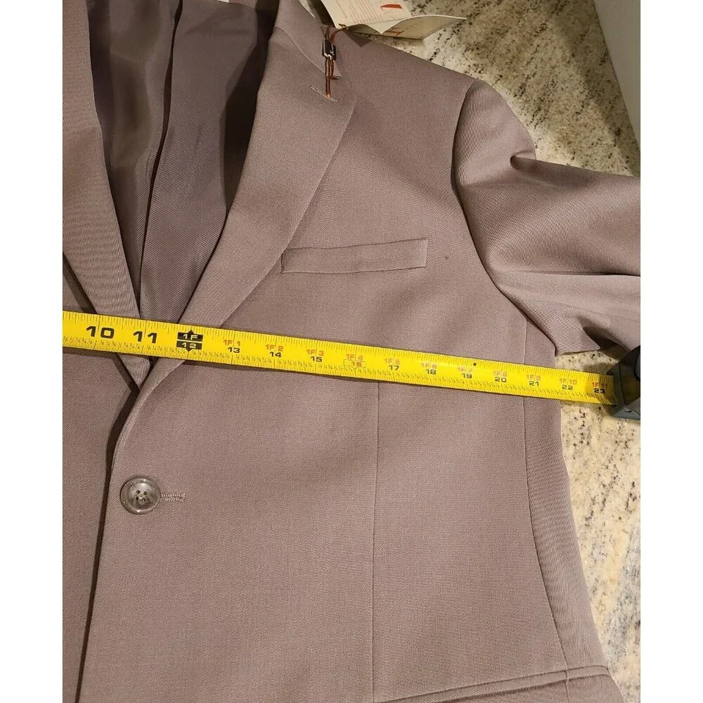 New! Ferretti Uomo Men’s Suit Blazer Tan Wool Size 40R 34W Oxford 100% Wool